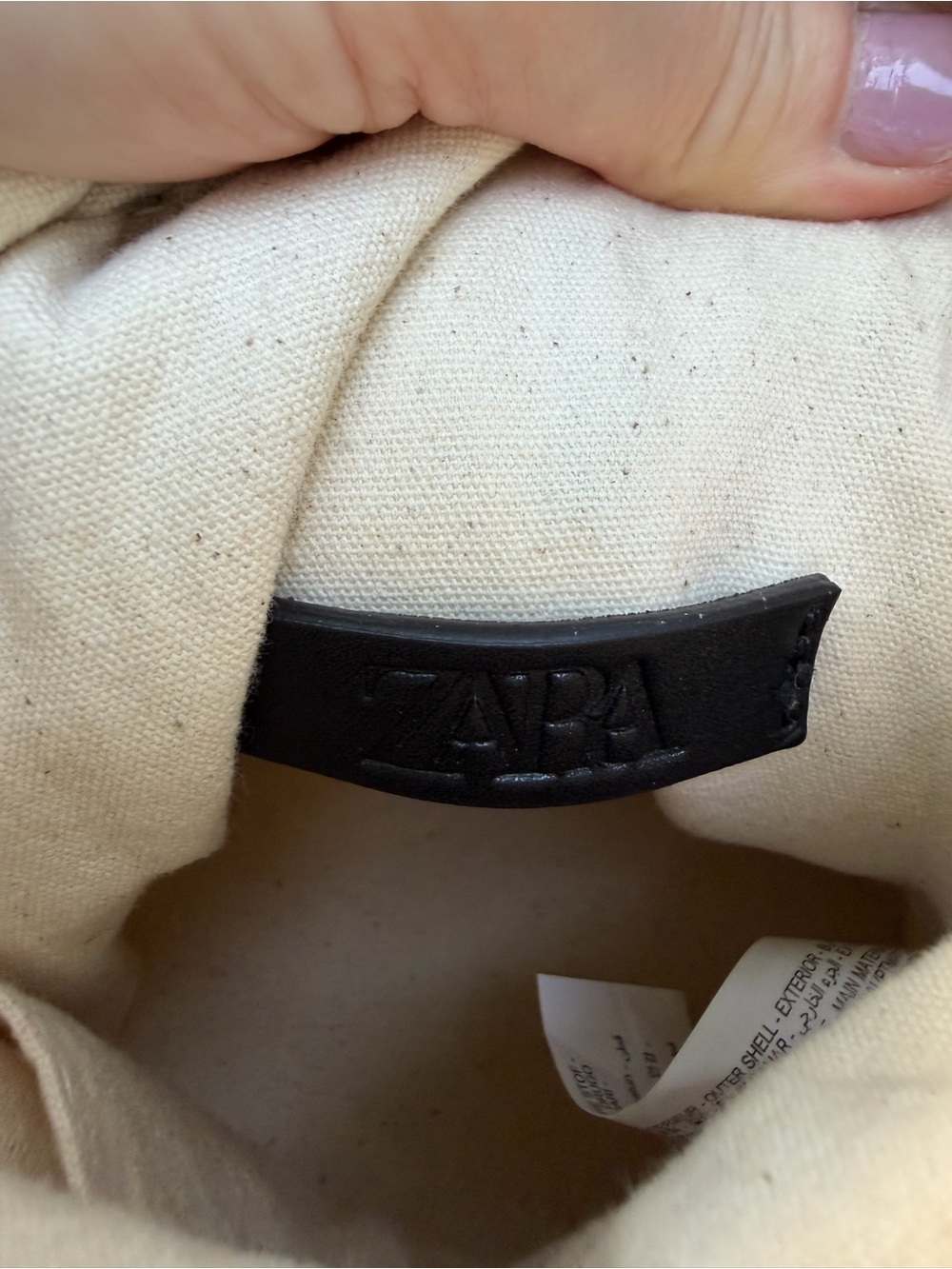 Zara Black Leather Paneled Bucket Bag Optional Crossbody Cream Colored Insert - Picture 2 of 12